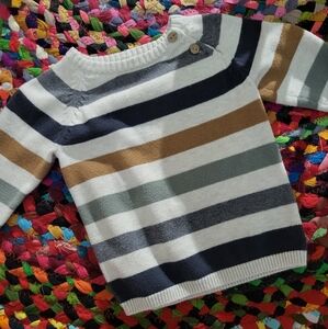 H&M Navy and Cream Striped Sweater